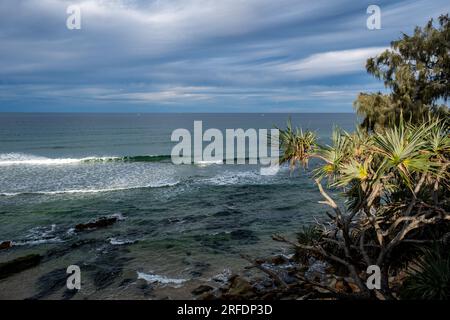 Waves rolling in at Coolum Beach on the Sunshine Coast Queensland Stock Photo