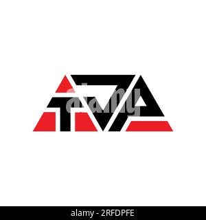 TJP triangle letter logo design with triangle shape. TJP triangle logo design monogram. TJP triangle vector logo template with red color. TJP triangul Stock Vector