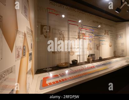 Educational timeline with the world history occurring during the Poverty Point period on display at the Poverty Point National Monument and UNESCO Wor Stock Photo