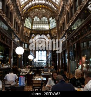 The breakfast room of the Parisi Udvar Hotel in Pest, Budapest, Hungary. Stock Photo