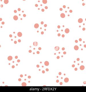 Pink polka dot random order groovy abstract geometry seamless pattern in 60s,70s,80s style vector illustration, trendy retro ornament for surface desi Stock Vector