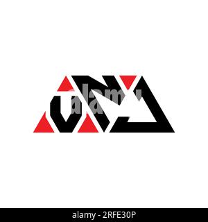 VNJ triangle letter logo design with triangle shape. VNJ triangle logo design monogram. VNJ triangle vector logo template with red color. VNJ triangul Stock Vector