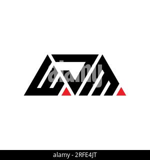 WJM triangle letter logo design with triangle shape. WJM triangle logo design monogram. WJM triangle vector logo template with red color. WJM triangul Stock Vector