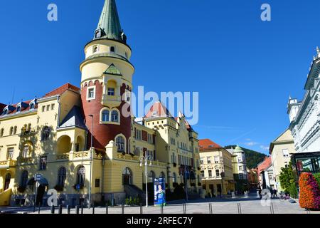 Celje, Slovenia - September 18 2022: Celje Hall community center and Krekov trg square in Stajerska, Slovenia Stock Photo
