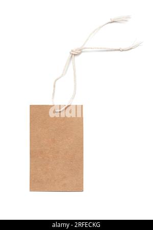 Kraft paper tag. Beige recycled craft blank parcel label isolated on white background Stock Photo