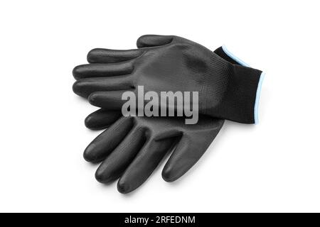 Black work gloves isolated on white background Stock Photo