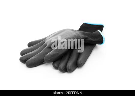 Black work gloves isolated on white background Stock Photo