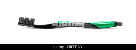 Toothbrush black with green on a white background. With clipping path Stock Photo