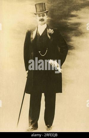 Portrait de Albert, Marquis de Dion (1856-1946), industriel et homme politique francais. Photographie, debut du 20e siecle, Paris. Stock Photo