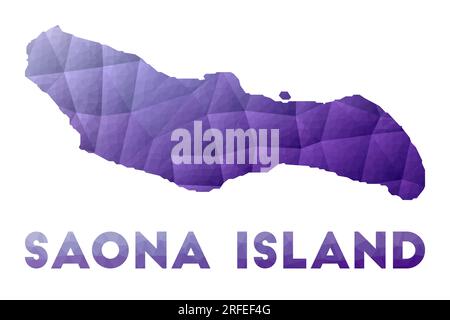 Map of Saona Island. Low poly illustration of the island. Purple geometric design. Polygonal vector illustration. Stock Vector