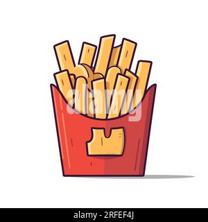 French fries potatoes in paper bag. Image of french fries. French fries in flat design. Vector illustration Stock Vector