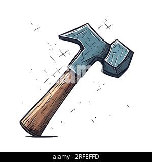 Hammer icon isolated. Image of abstract hammer. Hammer symbol in flat design. Vector illustration Stock Vector