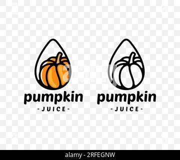 Pumpkin, pumpkin juice, pumpkin in drop, graphic design. Vegetable, drink, food, beverage, juicy and drinking, vector design and illustration Stock Vector