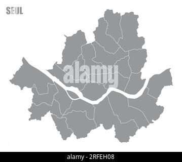 Seul administrative map isolated on white background, South Korea Stock Vector