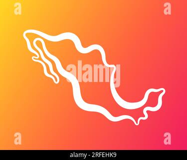 White outline map of Mexico on orange and purple gradient background. Stock Vector