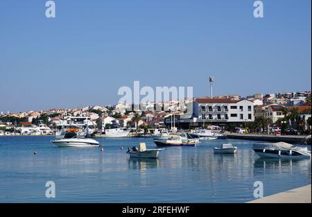 Novalja, Croatia, 21st May 2023. Waterfront and port of famous touristic town of Novalja in Croatia on summer day Stock Photo
