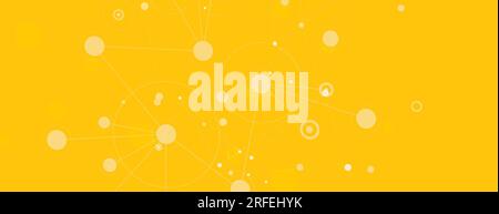 Global network connection. Digital communication. Vector design element. Circles and lines and dots shapes on banner background Stock Vector