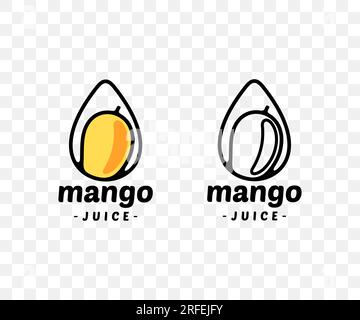 Mango, mango juice, mango in drop, graphic design. Fruit, drink, food, beverage, juicy and drinking, vector design and illustration Stock Vector