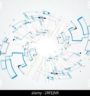 Tech Round Background Abstract technology circles. Connect rounded shapes. Vector ...