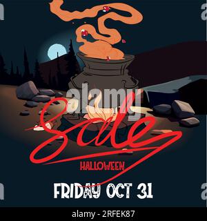 Halloween vertical background with pumpkin, haunted house and full moon. Flyer or invitation template for Halloween party. Vector illustration. Stock Vector