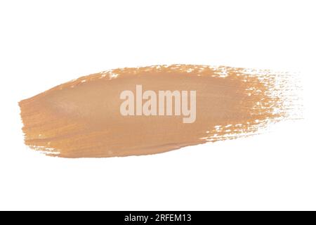 Gently beige strokes and texture of face highlighter or acrylic paint isolated on white background Stock Photo