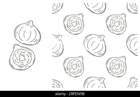 Coloring pattern for kitchen, restaurant or shop. Figs. Set in hand draw style. Can be used for fabric and etc Stock Vector