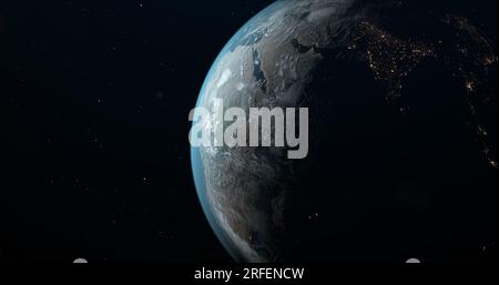 Planet Earth. Cities lights and blue sphere. Stock Photo