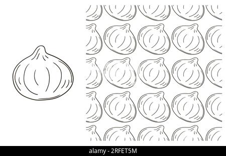 Figs. Coloring pattern for kitchen, restaurant or shop. Set in hand draw style. Can be used for fabric, packaging and etc Stock Vector