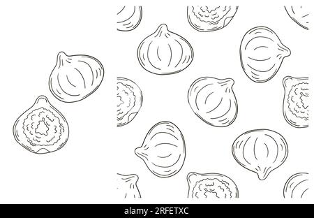 Figs. Coloring pattern for kitchen, restaurant or shop. Set in hand draw style. Can be used for fabric and etc Stock Vector