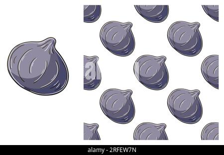 Seamless pattern for kitchen, restaurant or shop. Set in hand draw style. Figs. Can be used for fabric Stock Vector