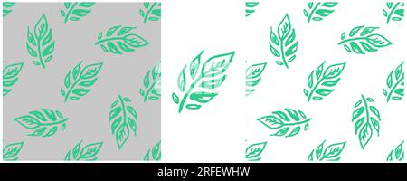 Girly seamless pattern. Set drawings with wax crayons. Floral mood, leaves. Print for cloth design, textile, fabric Stock Vector