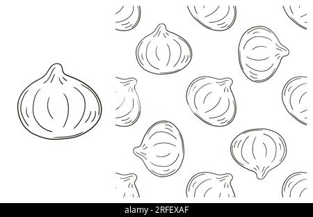 Figs. Coloring pattern for kitchen, restaurant or shop. Set in hand draw style. Can be used for fabric, packaging, wrapping and etc Stock Vector