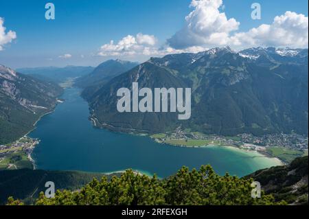 Austria, Tirol, Pertisau, hike to Barenkopf, from the summit the view is sumptuous over Lake Achensee Stock Photo
