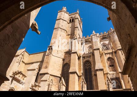 France, Aude, Narbonne, cathedral of Saint Just et Saint Pasteur in southern Gothic style from the 14th century Stock Photo