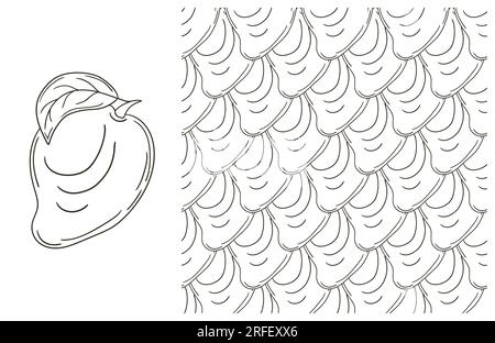 Coloring pattern for kitchen, restaurant or shop. Set in hand draw style. Mango Stock Vector