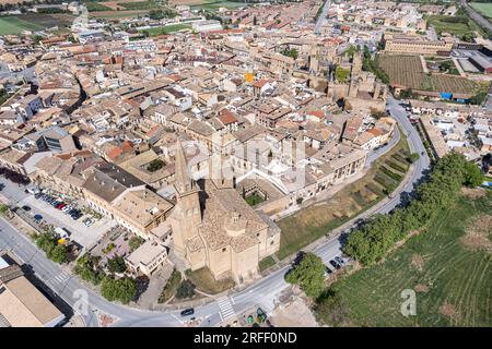 Spain, Navarra, Olite, the town and the Royal Palace (Palacio Real) (aerial view) Stock Photo