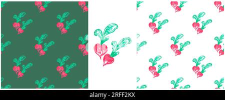 Vegetable seamless pattern. Set drawings with wax crayons. Print for cloth design, textile, fabric, wallpaper, wrapping paper Stock Vector