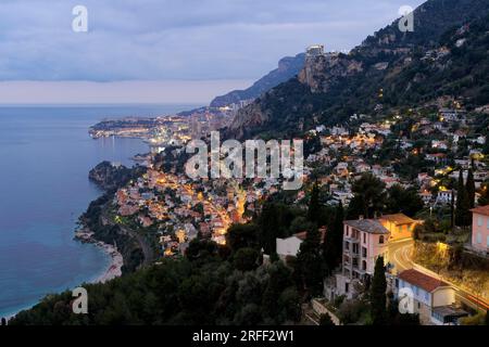 France, Alpes Maritimes, Roquebrune Cap Martin, Monaco in the background Stock Photo