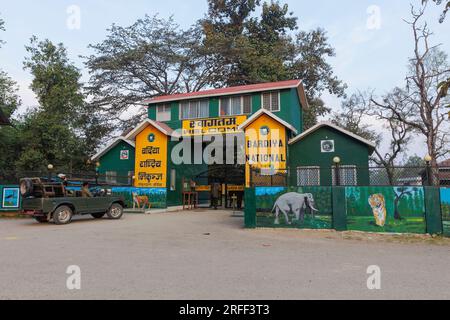 Nepal, Terai Region, Bardia or Bardiya National Park, Entrance to Bardiya National Park in Thakudwara Stock Photo