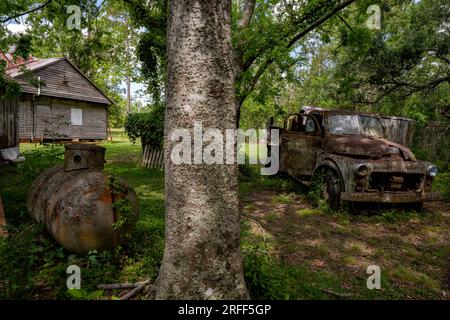 United States, Louisiana, Thibodaux, Laurel Valley Village Store Stock Photo