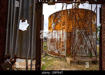 United States, Louisiana, Dulac, warehouses and houses destroyed by the October 2021 hurricane Stock Photo