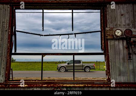 United States, Louisiana, Dulac, warehouses and houses destroyed by the October 2021 hurricane Stock Photo