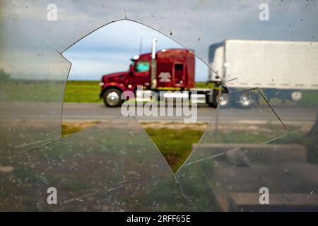 United States, Louisiana, Dulac, warehouses and houses destroyed by the October 2021 hurricane Stock Photo