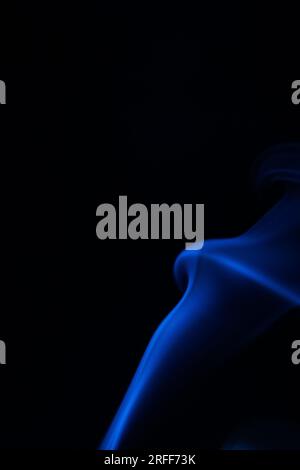 Blue  smoke on a dark background, patterns, Blue fog abstract Stock Photo