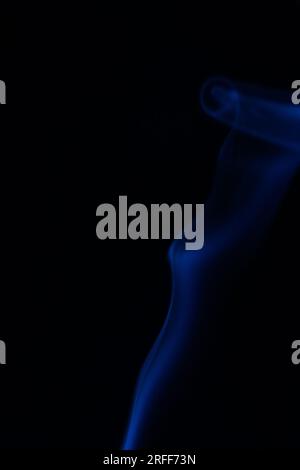 Blue  smoke on a dark background, patterns, Blue fog abstract Stock Photo