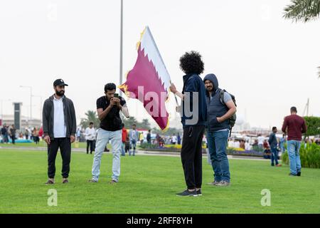 People celebrating Qatar National day at corniche road Doha. Stock Photo