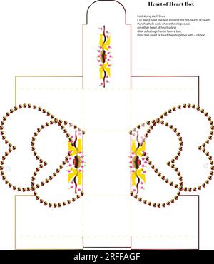Heart of Hearts Favor Box (Cake Box) Pattern Stock Vector