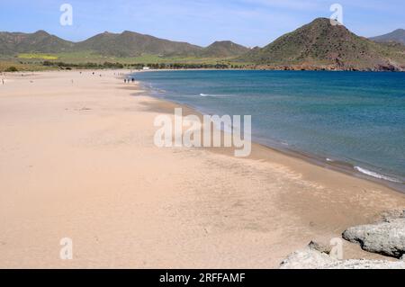 Ensenada y playa de Los Genoveses. Cabo de Gata-Nijar Natural Park, Almeria province, Andalucia, Spain. Stock Photo