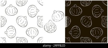 Figs. Seamless pattern for kitchen, restaurant or shop. MonochromeSet in hand draw style. Can be used for fabric and etc Stock Vector