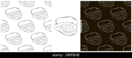 Papaya, melon tree. Seamless pattern with tropical fruits. Set in hand draw style. Monochromewrapping paper and etc Stock Vector